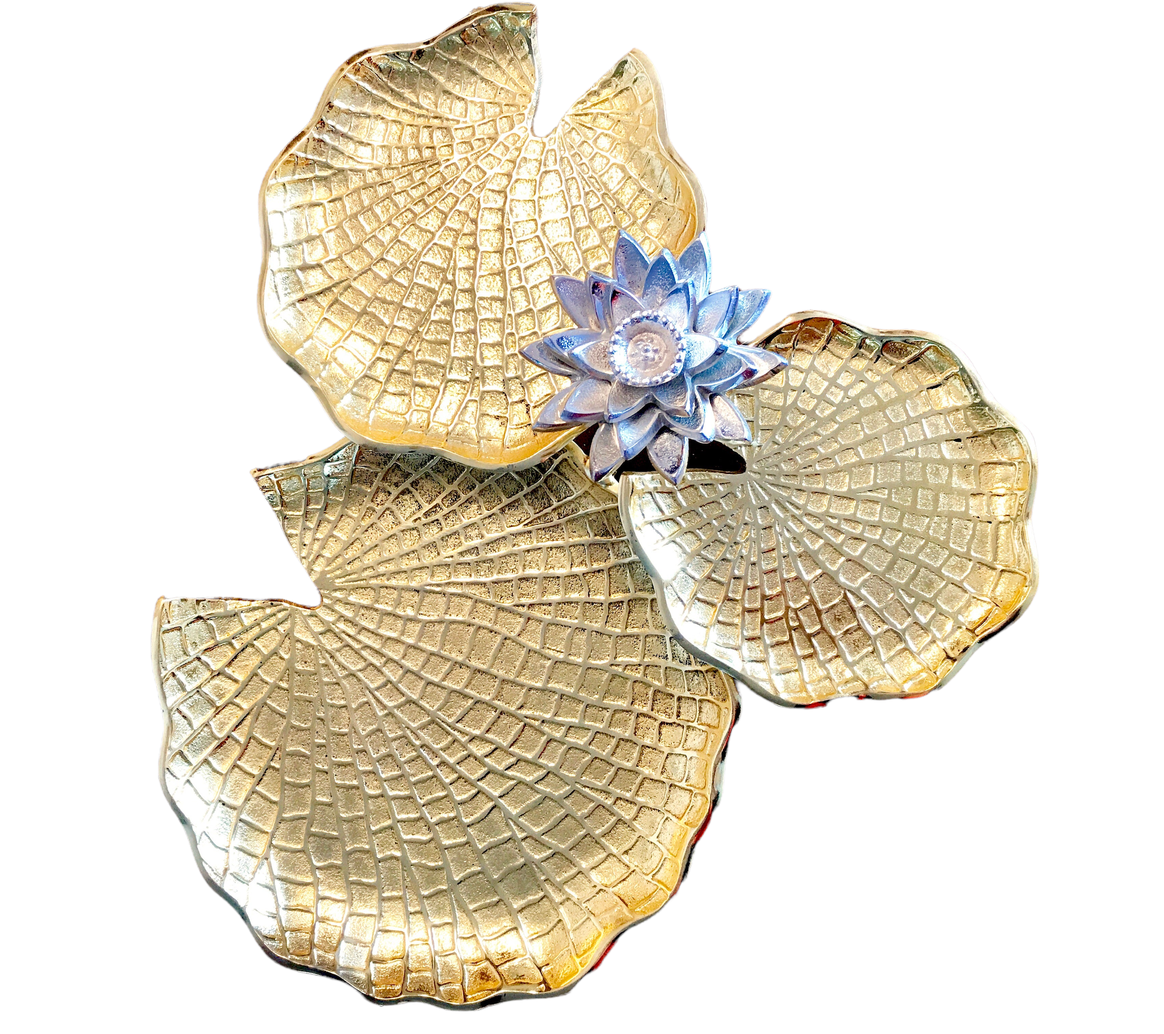 Number 6008: Three Gold- plated leaves platter.